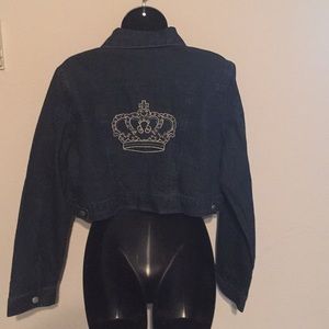 Blue denim crop jacket.